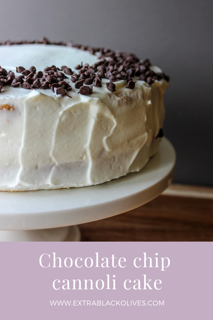 Chocolate chip cannoli cake